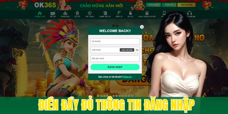 Điền chuẩn xác, đầy đủ dữ liệu đăng nhập